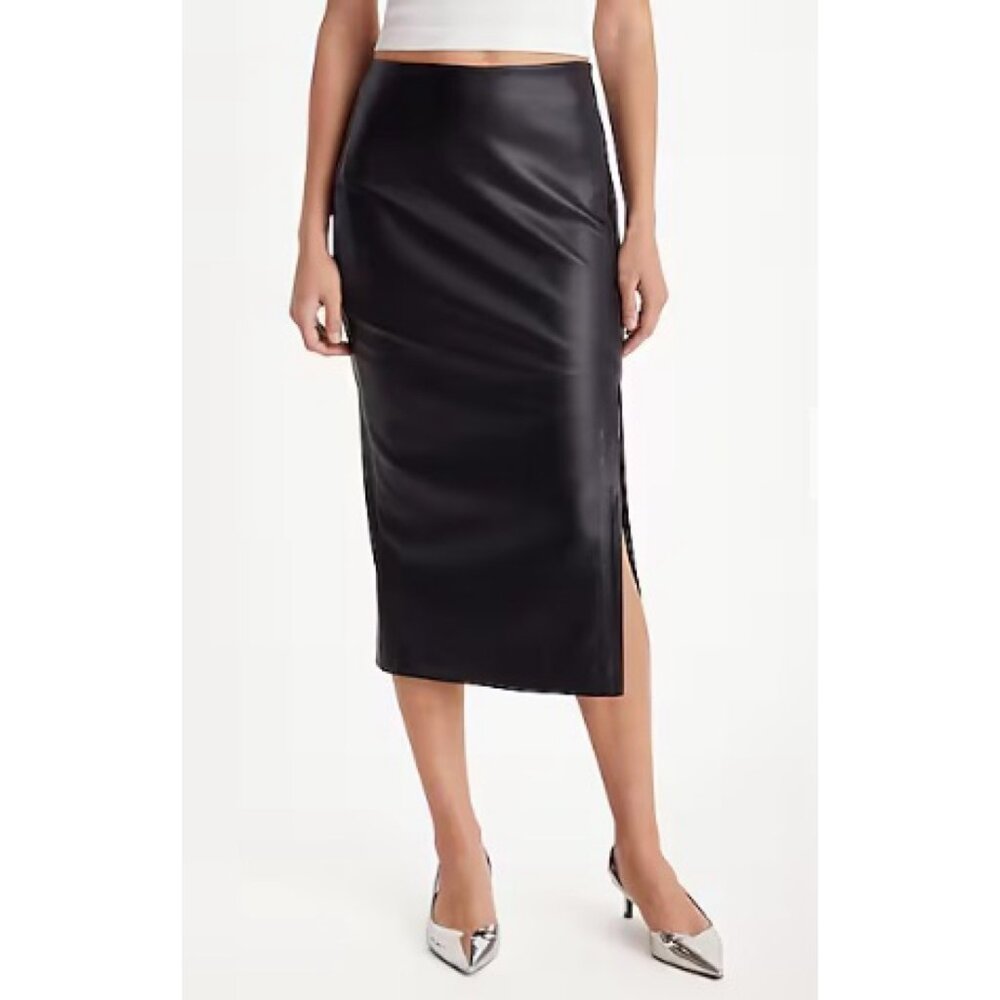 NWT - Super High Waisted Faux Leather Side Slit Midi Skirt